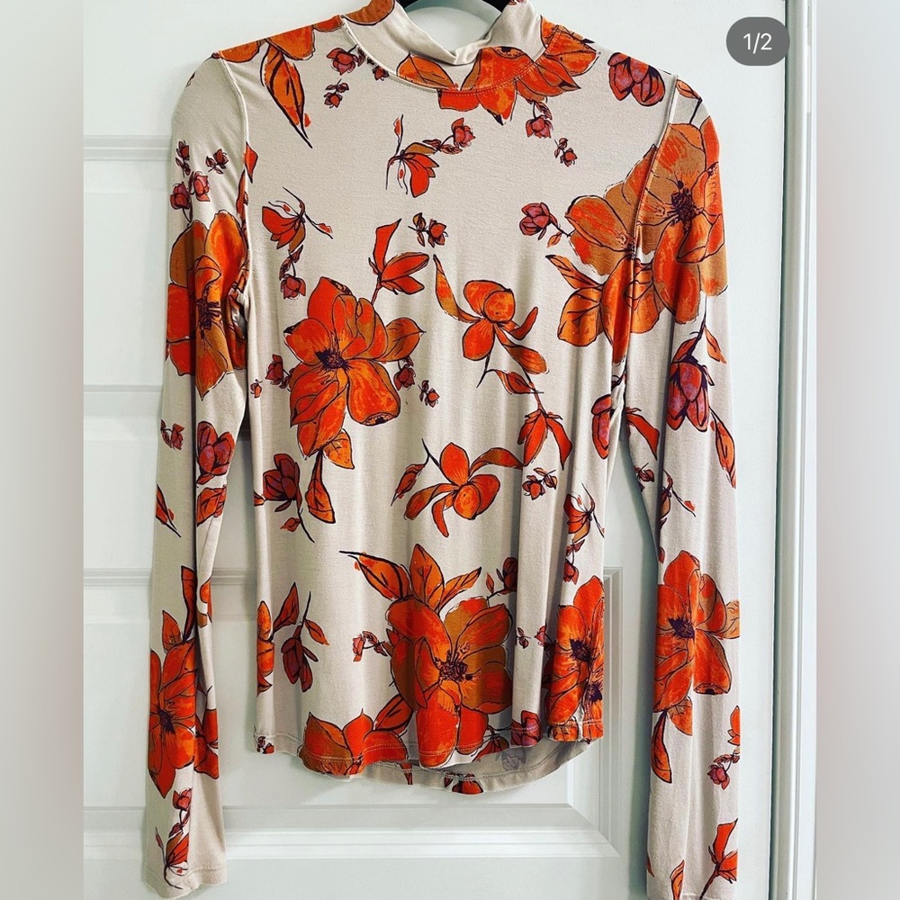 Free People floral turtleneck